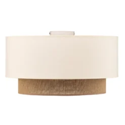 Deckenleuchte Boho, ecru/braun, Ø 45 cm, Textil
