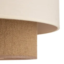 Deckenleuchte Boho, ecru/braun, Ø 45 cm, Textil