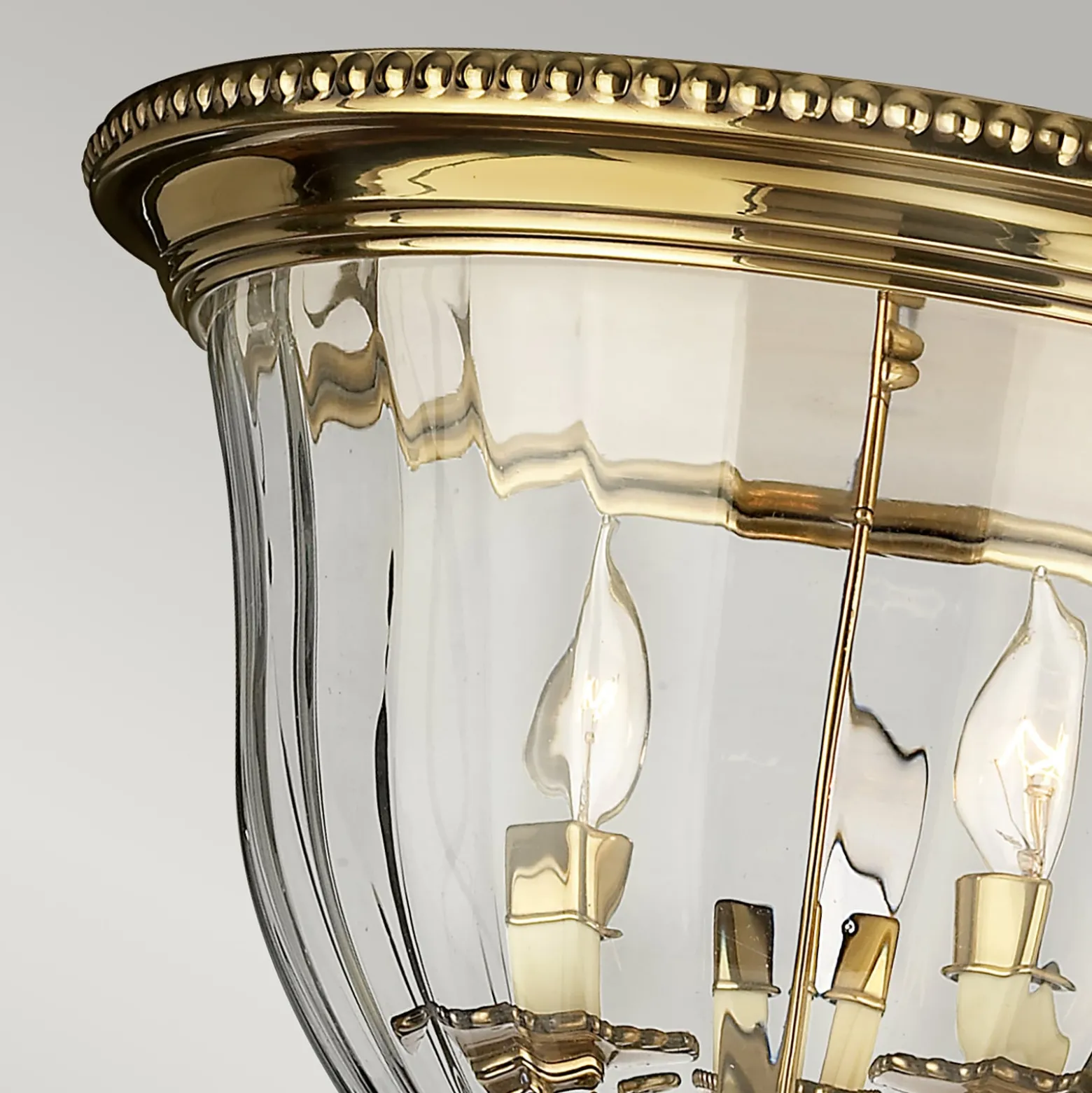 Deckenleuchte Cambridge, Messing/Glas, Höhe 33cm