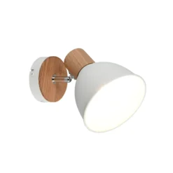 Deckenleuchte Delume, weiß, Ø 15 cm, 1-flg., Metall/Holz