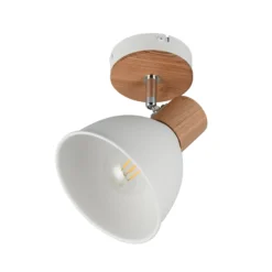 Deckenleuchte Delume, weiß, Ø 15 cm, 1-flg., Metall/Holz