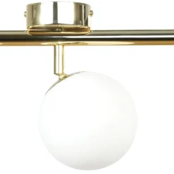 Deckenleuchte Drum, goldfarben, 3-flammig, Glas, Länge 46 cm