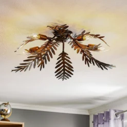 Deckenleuchte Felce als Farn in Bronze, Ø 75 cm