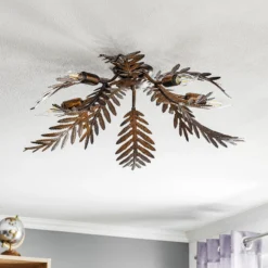 Deckenleuchte Felce als Farn in Bronze, Ø 75 cm