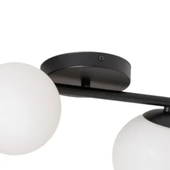 Deckenleuchte Glassy, 4-flg., linear, schwarz/opal