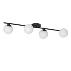 Deckenleuchte Glassy, 4-flg., linear, schwarz/opal