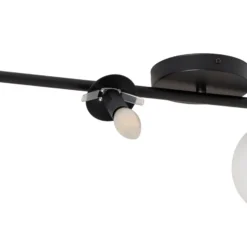Deckenleuchte Glassy, 4-flg., linear, schwarz/opal
