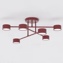 Deckenleuchte HALO, dunkelrot, Ø 60 cm, 6-flg., Metall, GX53