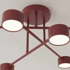 Deckenleuchte HALO, dunkelrot, Ø 60 cm, 6-flg., Metall, GX53