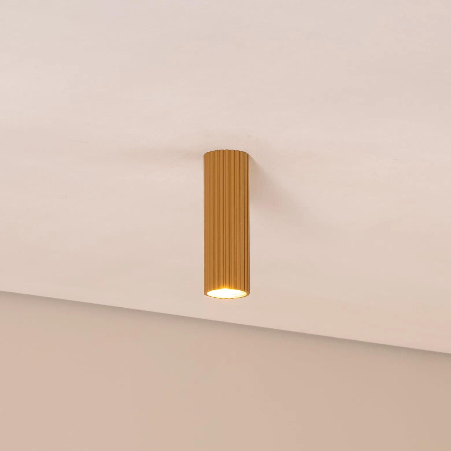 Deckenleuchte Karbon, goldfarben, Höhe 20 cm, Aluminium