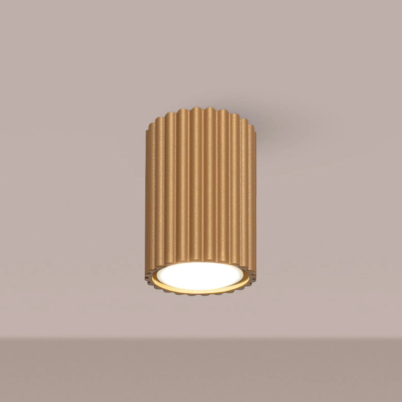 Deckenleuchte Karbon, goldfarben, Höhe 10 cm, Aluminium
