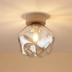 Deckenleuchte Lava, sand/cognac, Glas, Ø 15 cm, G9