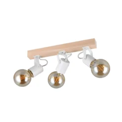 Deckenleuchte Lynar, weiß, Holz, Metall, Länge 42 cm 3-flg.
