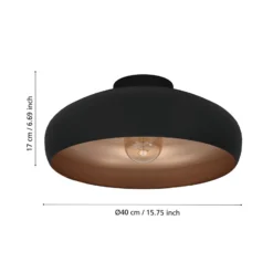Deckenleuchte Mogano aus Metall, Ø40cm, schwarz