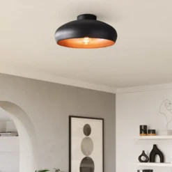 Deckenleuchte Mogano aus Metall, Ø40cm, schwarz