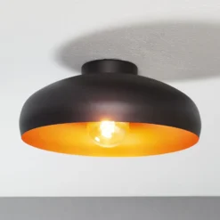 Deckenleuchte Mogano aus Metall, Ø40cm, schwarz