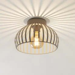 Deckenleuchte Mogano 3, beige, Ø 28 cm, Metall, E27