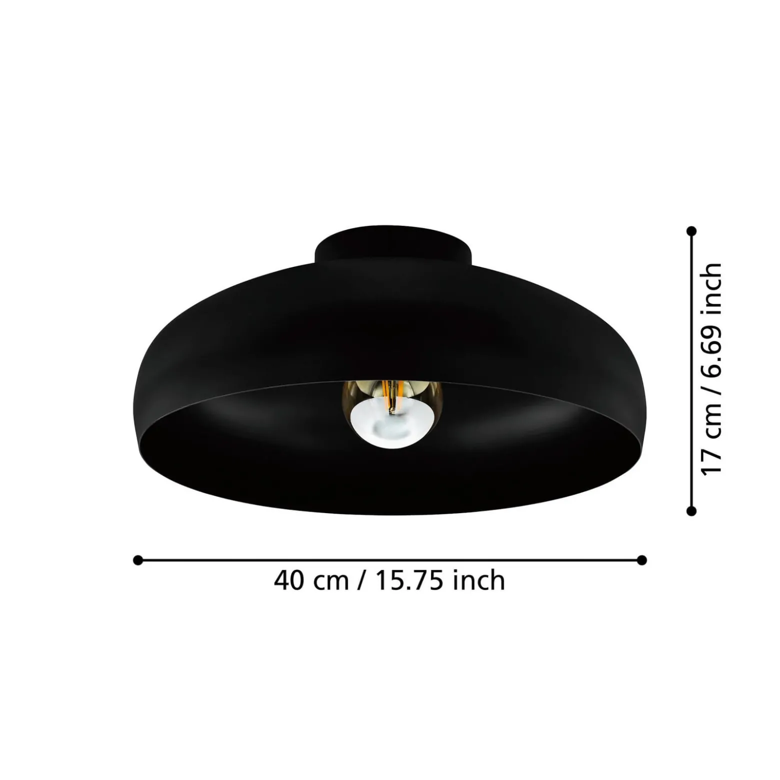 Deckenleuchte Mogano, Ø 40 cm, schwarz, Stahl