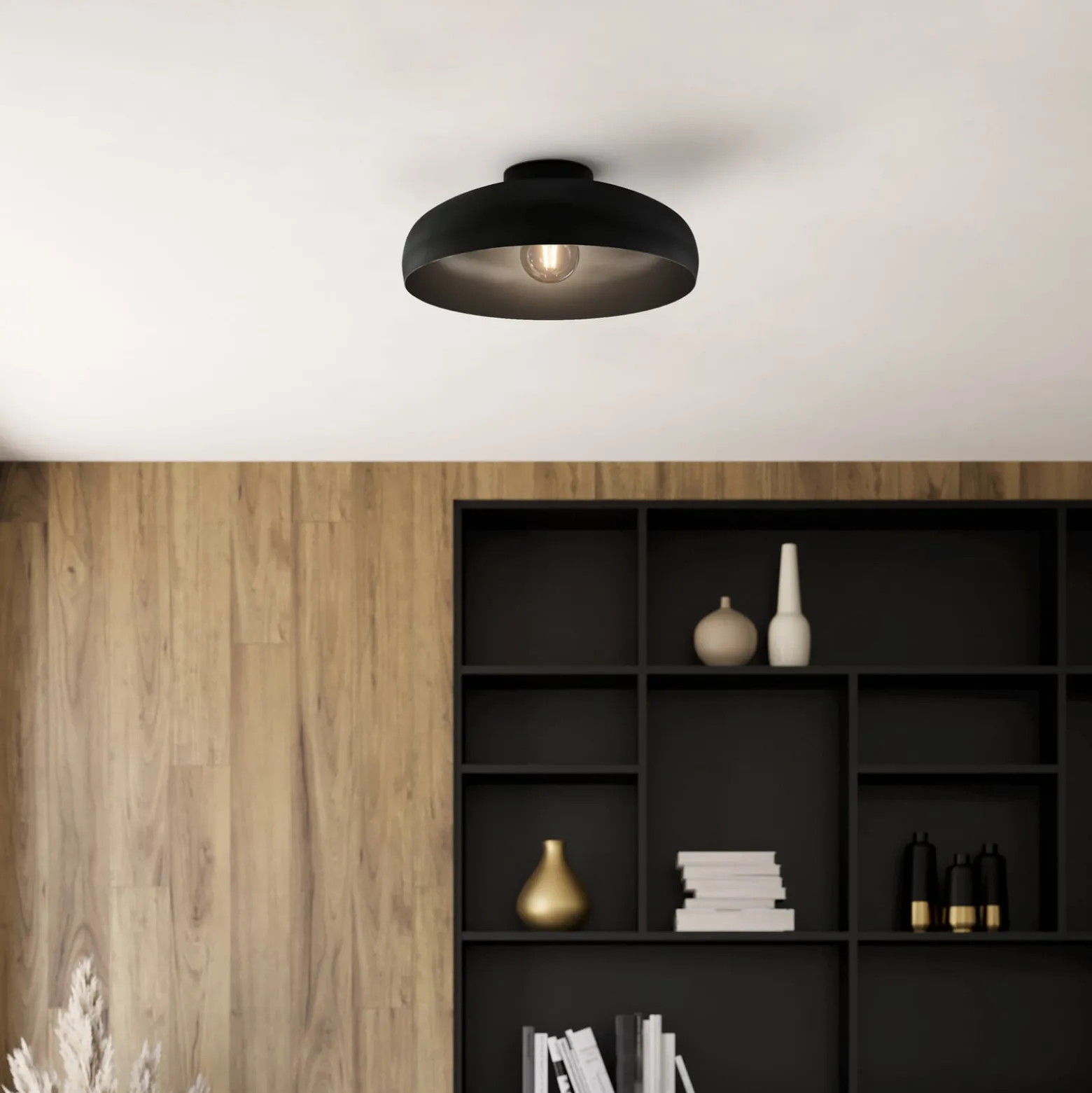 Deckenleuchte Mogano, Ø 40 cm, schwarz, Stahl