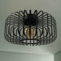 Deckenleuchte Niko, schwarz, Ø 39 cm, Metall, E27