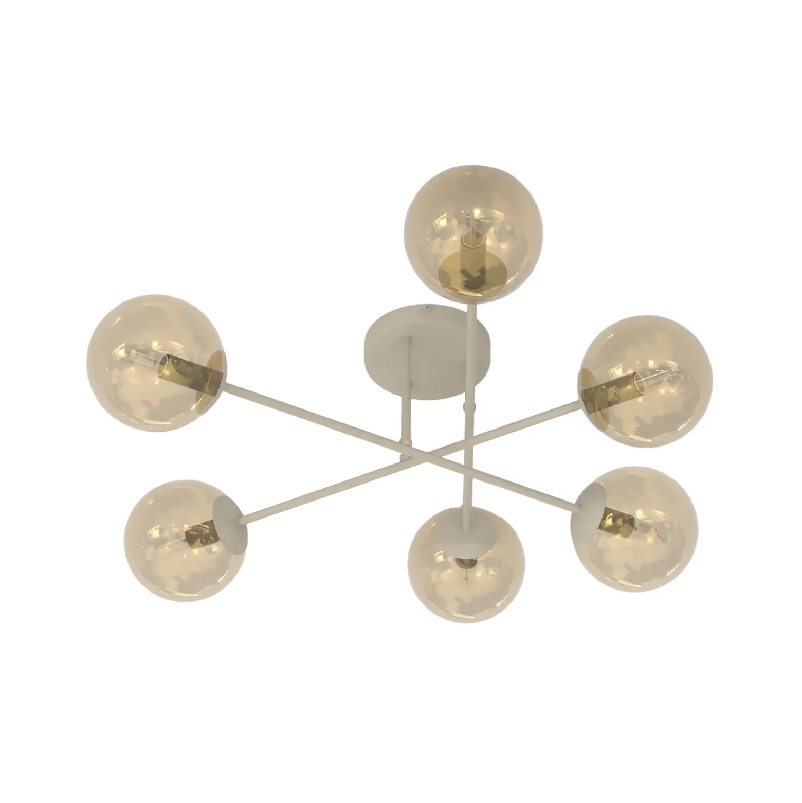 Deckenleuchte ROMA, beige, Ø 75 cm, 6-flg., Glas/Metall, E14