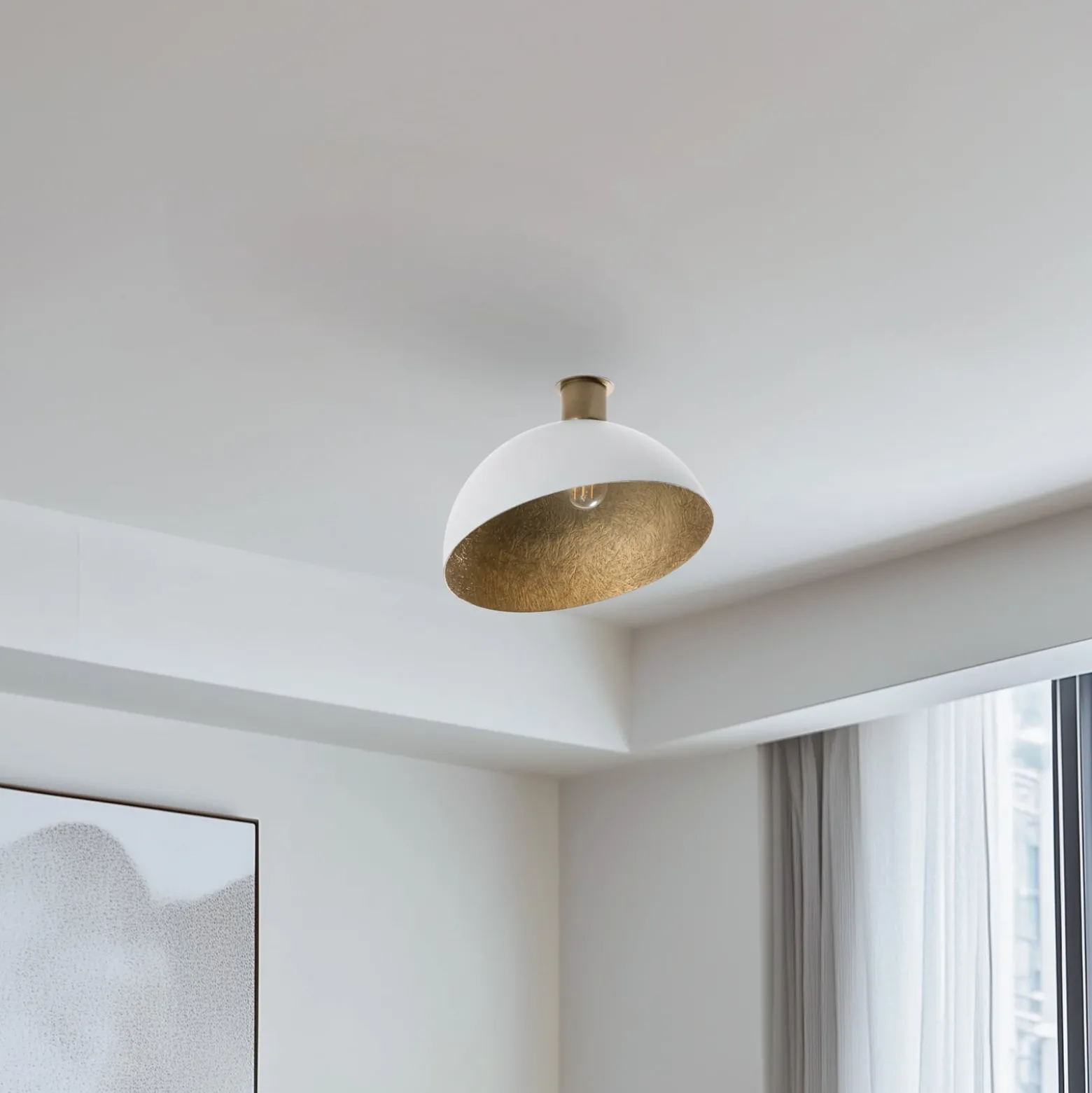 Deckenleuchte Sfera, Ø 35cm, weiß/gold