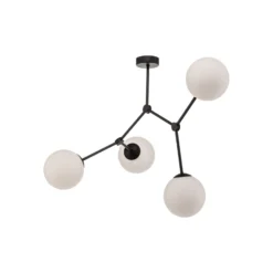 Deckenleuchte Space, vierflammig, schwarz/opal