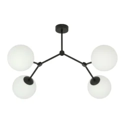Deckenleuchte Space, vierflammig, schwarz/opal
