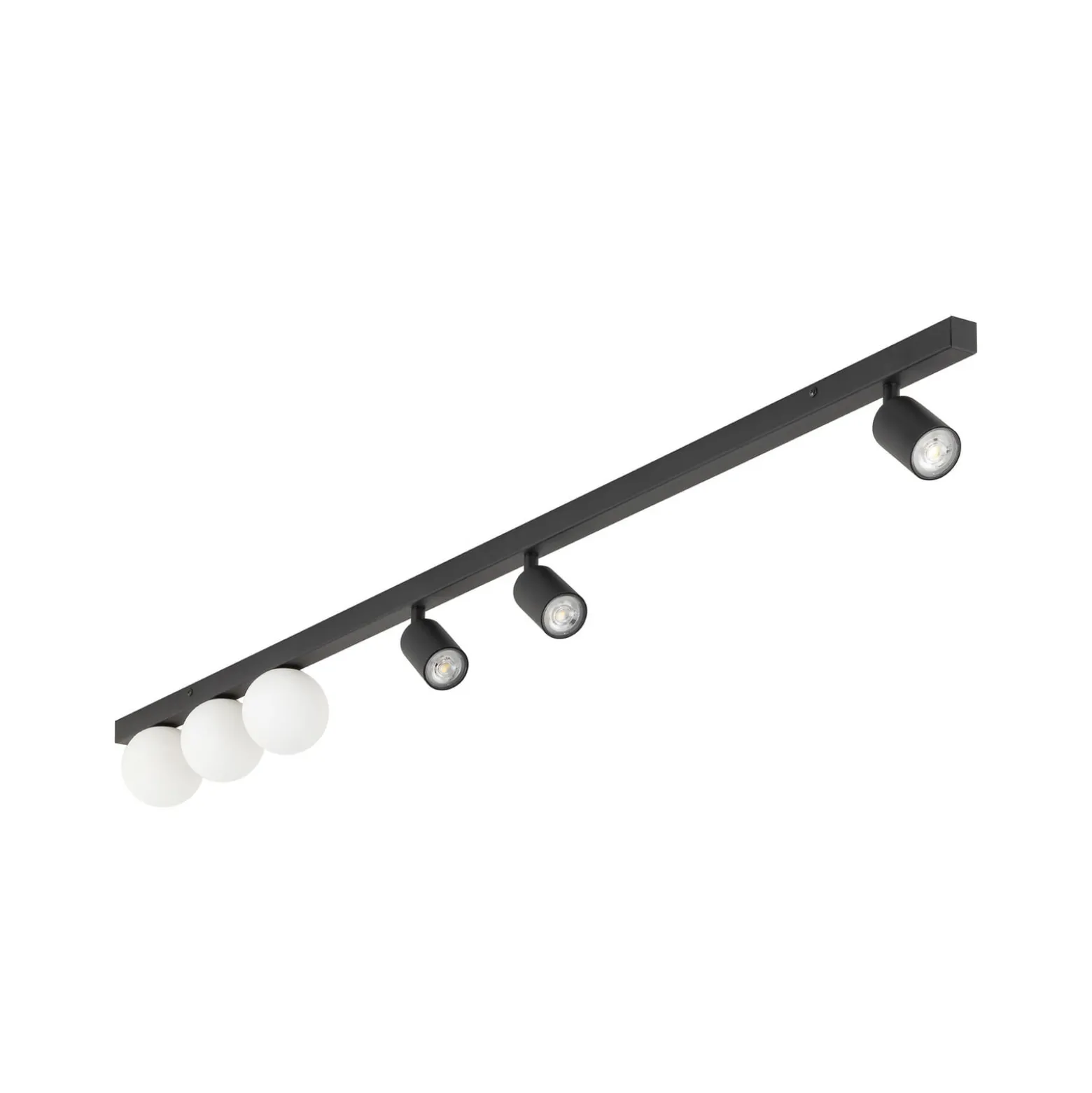 Deckenleuchte Vox, 6-flammig, Glas, schwarz, Länge 159 cm
