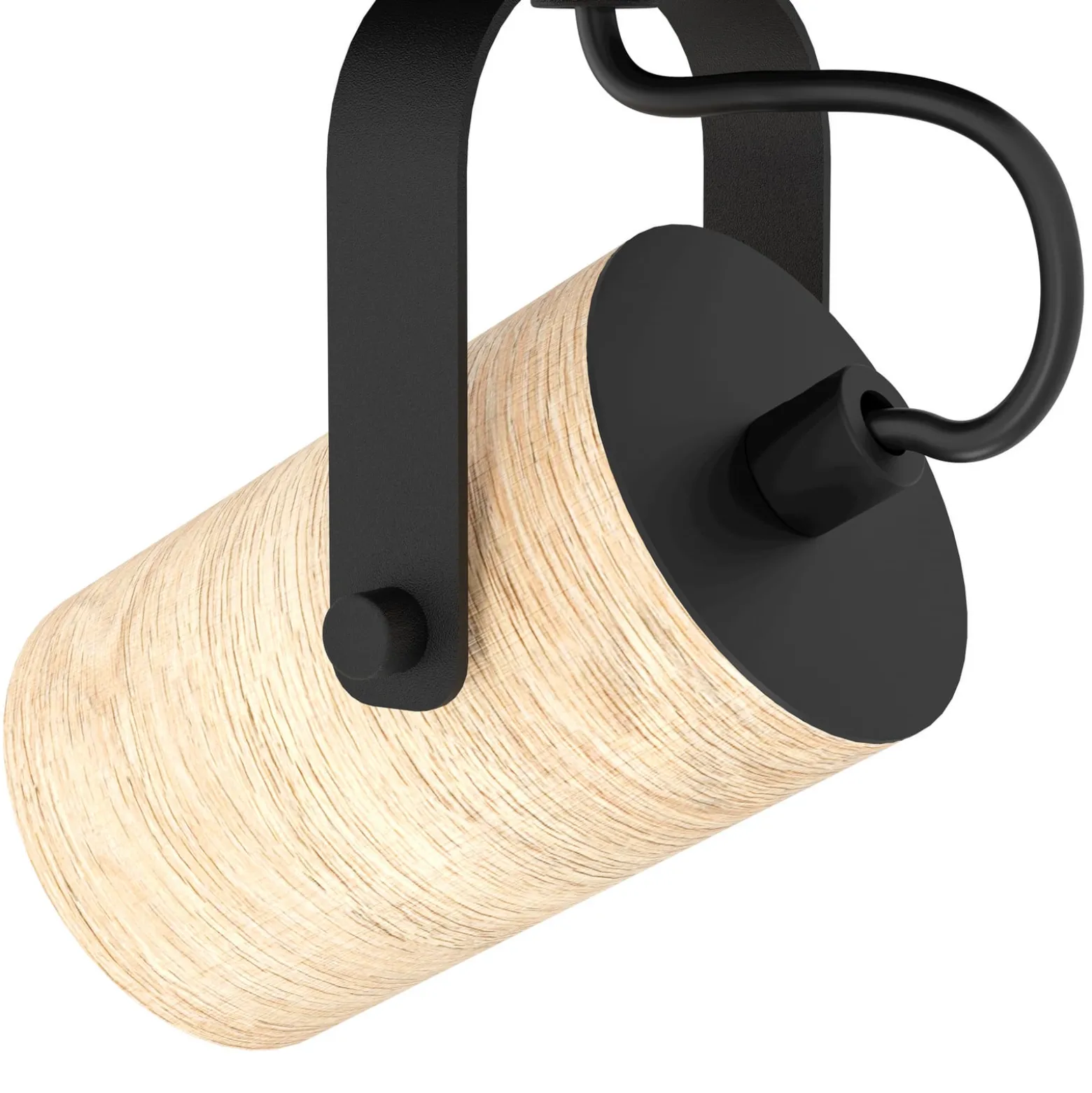 Deckenspot Cayuca, schwarz/holzdekor, zweiflammig
