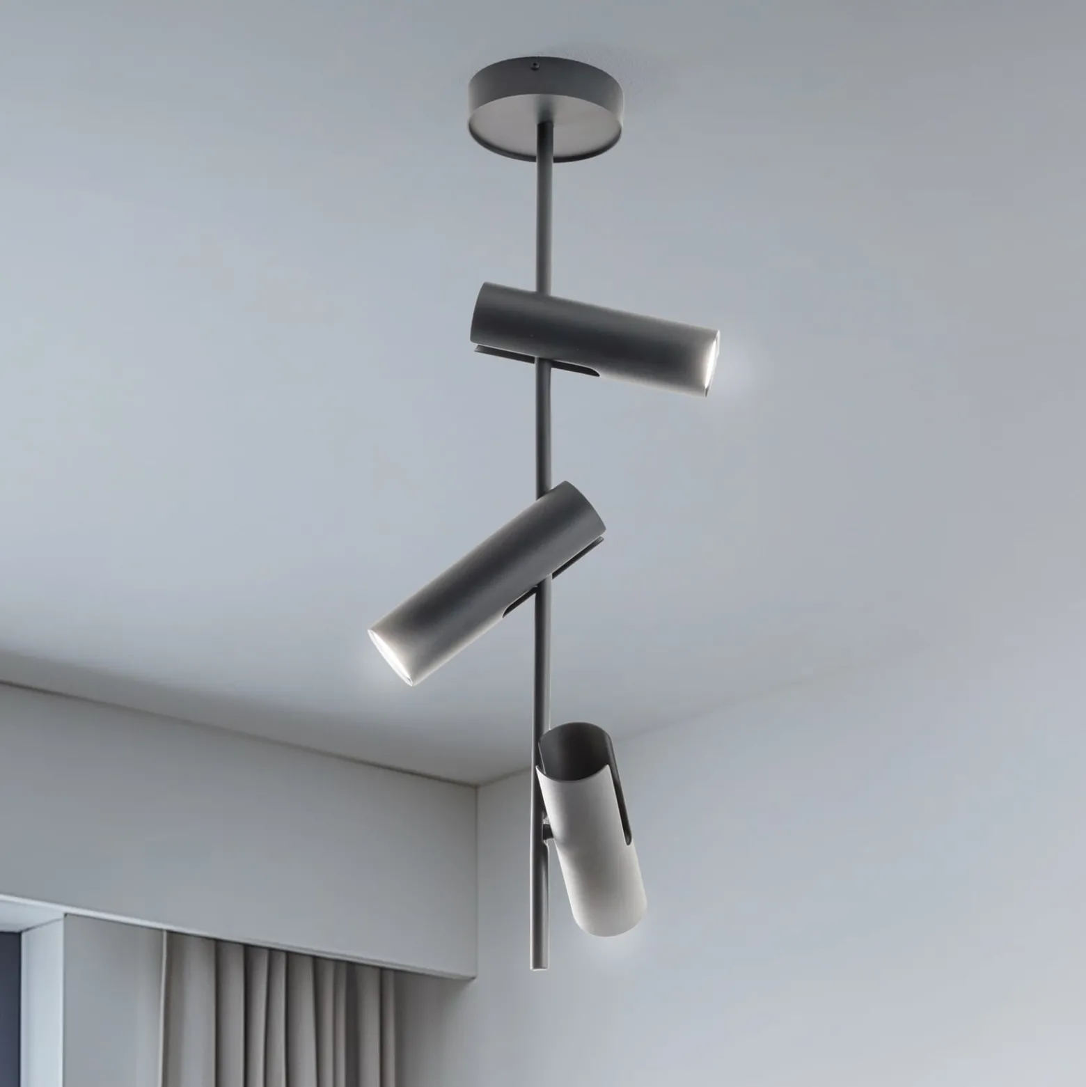 Deckenspot Leda 3, anthrazit, 3-flammig, Stahl, Höhe 76 cm