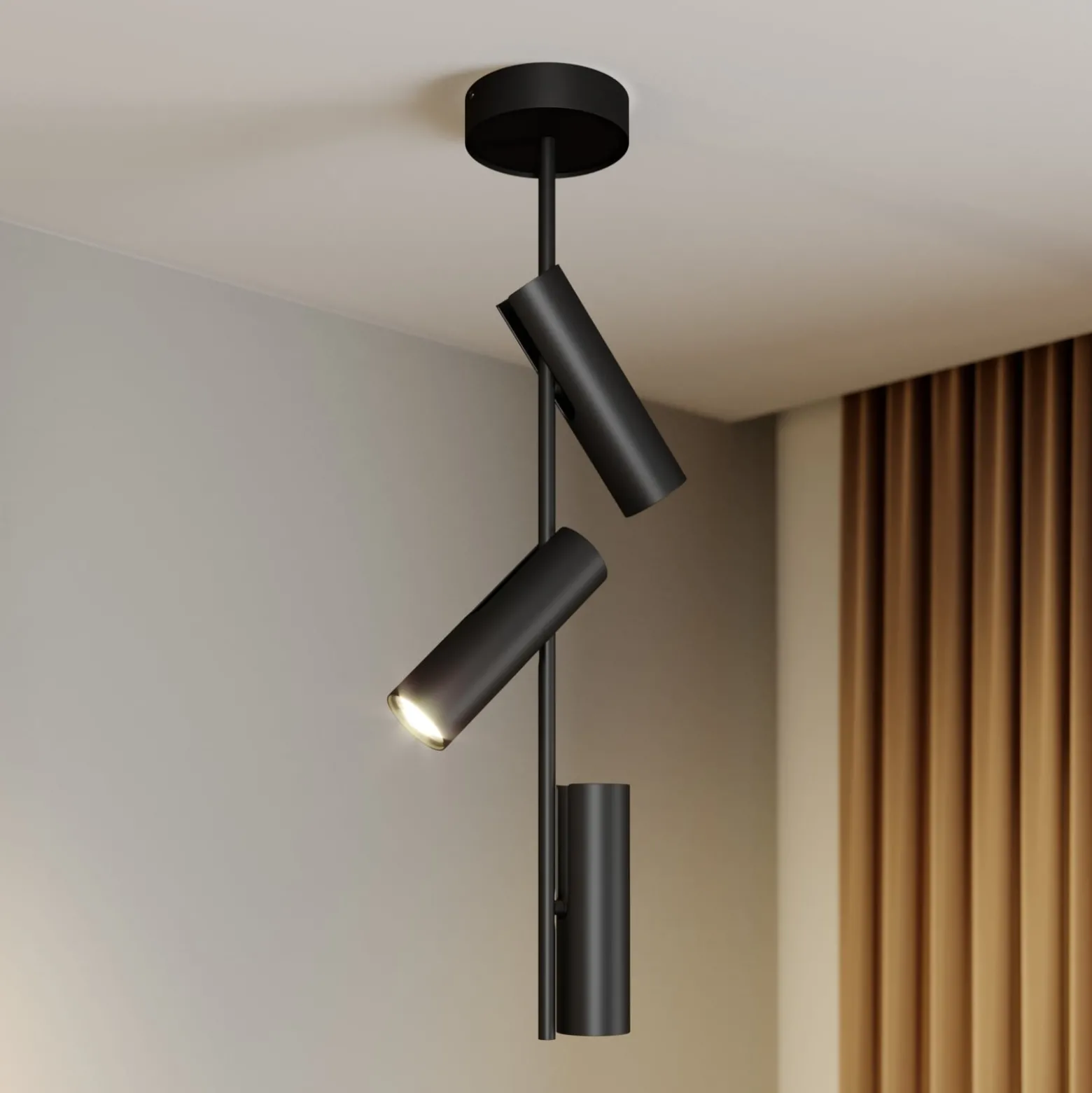 Deckenspot Leda 3, dreiflammig, schwarz