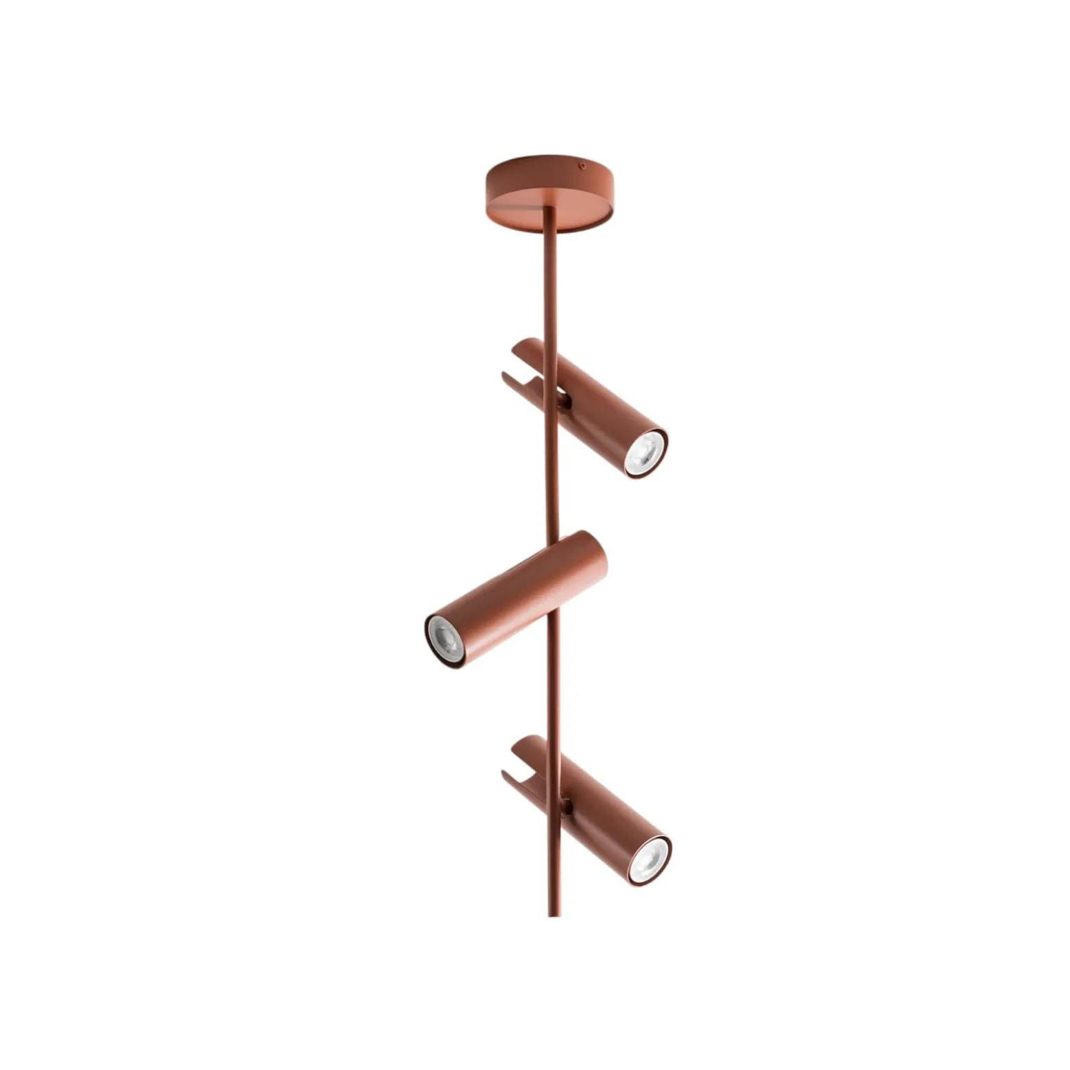 Deckenspot Leda 3, ziegelrot, 3-flammig, Stahl, Höhe 76 cm