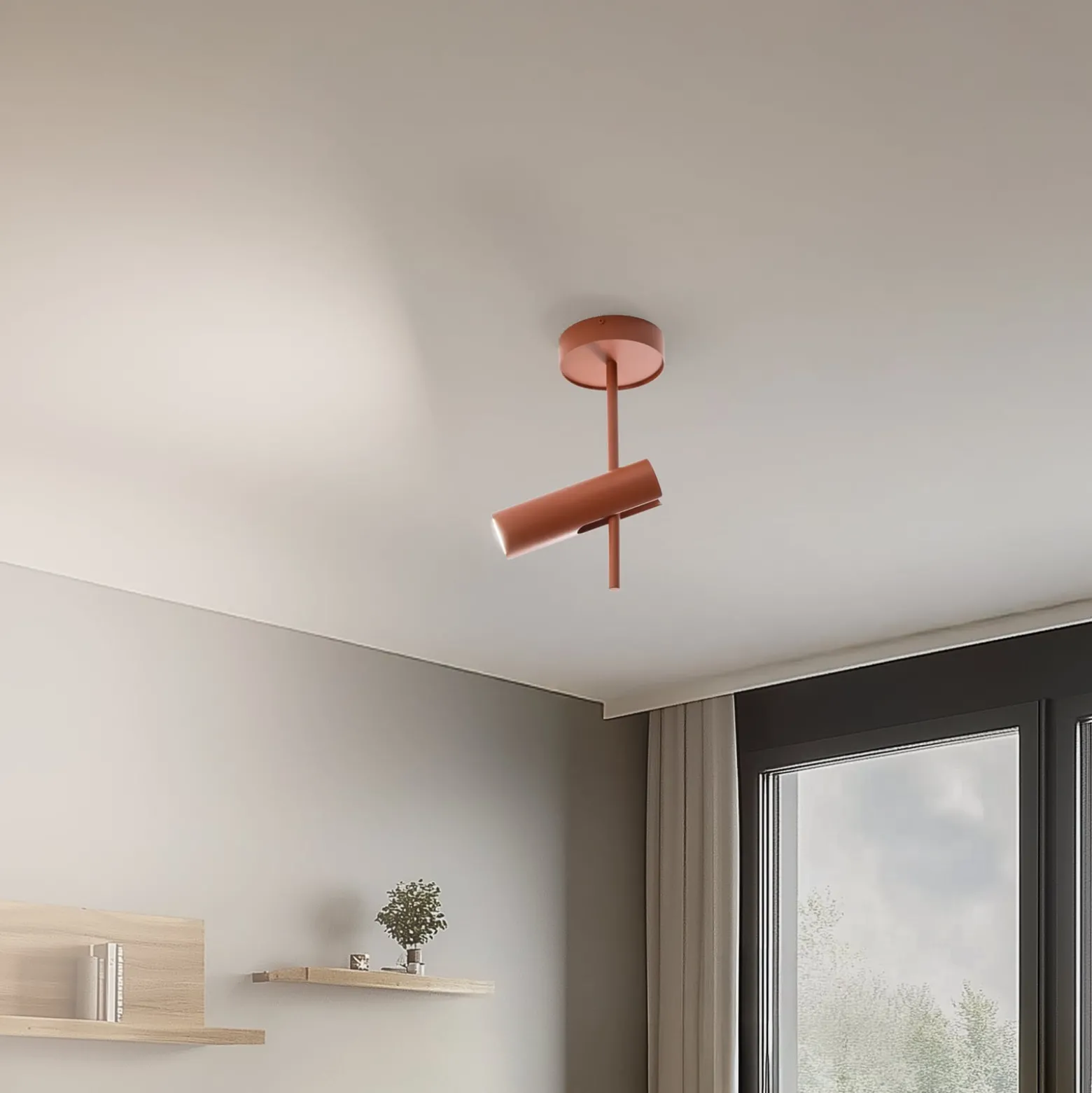 Deckenspot Leda 1, ziegelrot, 1-flammig, Höhe 34 cm