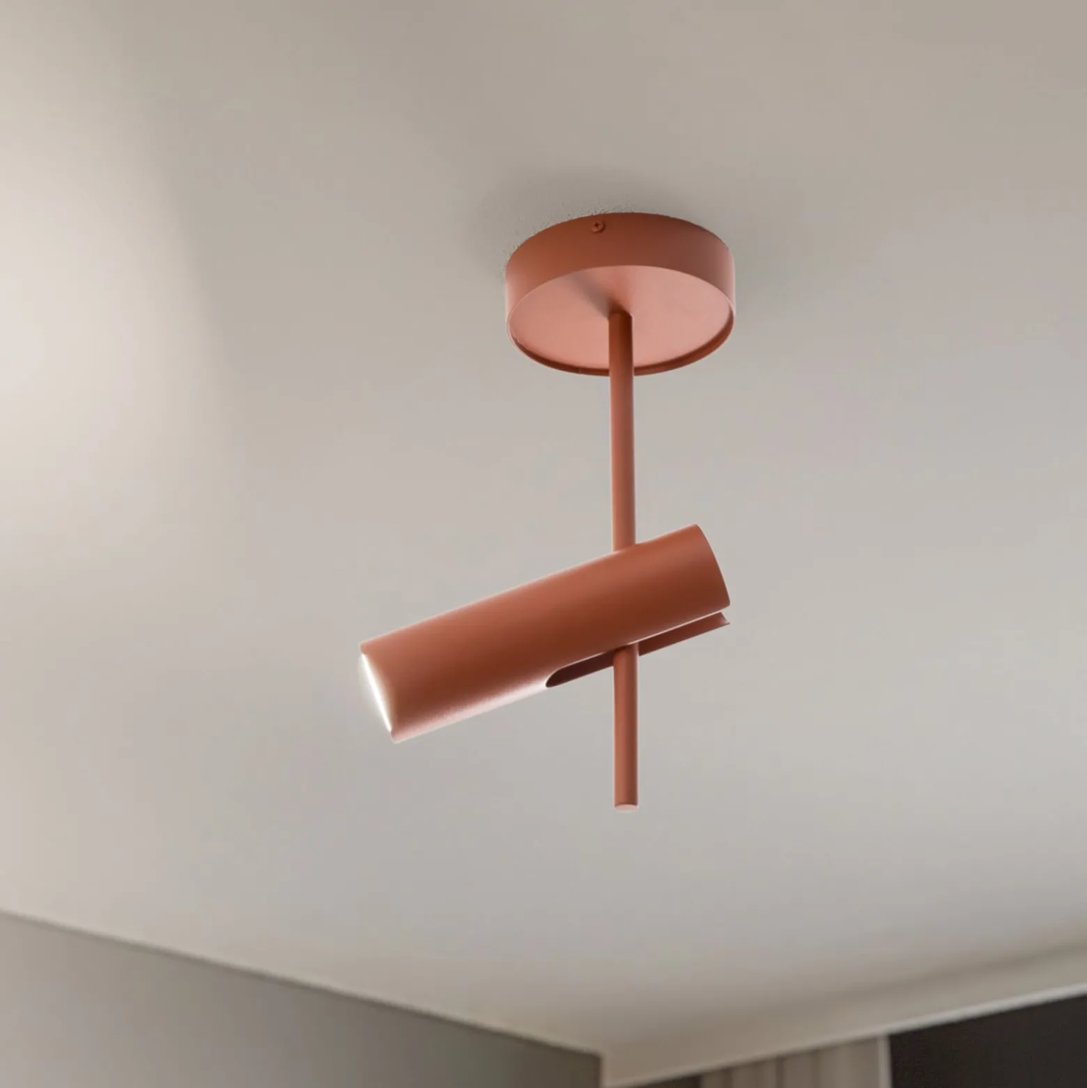 Deckenspot Leda 1, ziegelrot, 1-flammig, Höhe 34 cm