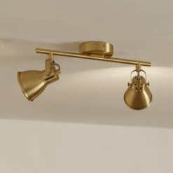 Deckenspot Seras messing-gold gebürstet, 2-flammig