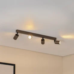 Deckenspot Top, justierbar, braun, vierflammig linear