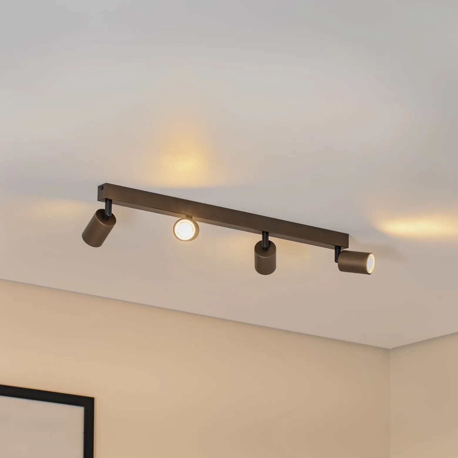 Deckenspot Top, justierbar, braun, vierflammig linear