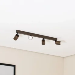 Deckenspot Top, justierbar, braun, vierflammig linear