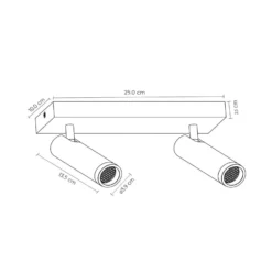 Deckenstrahler Grado, Länge 25 cm, schwarz, Metall, 2-flg.