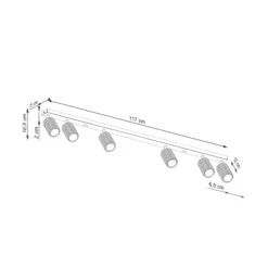 Deckenstrahler Karbon, goldfarben, Länge 117 cm, Alu, 6-flg.