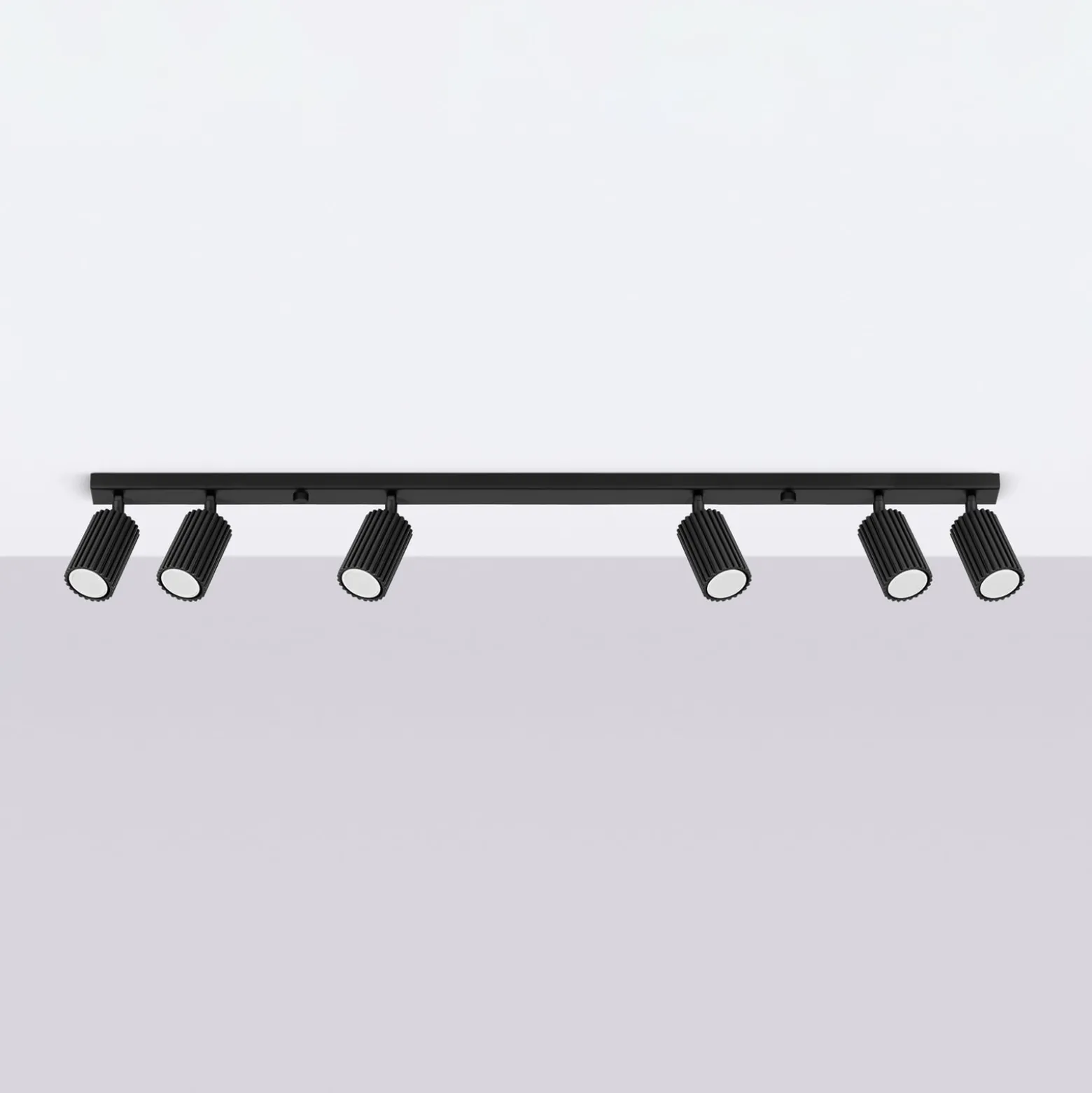 Deckenstrahler Karbon, schwarz, Länge 117 cm, Alu, 6-flg.