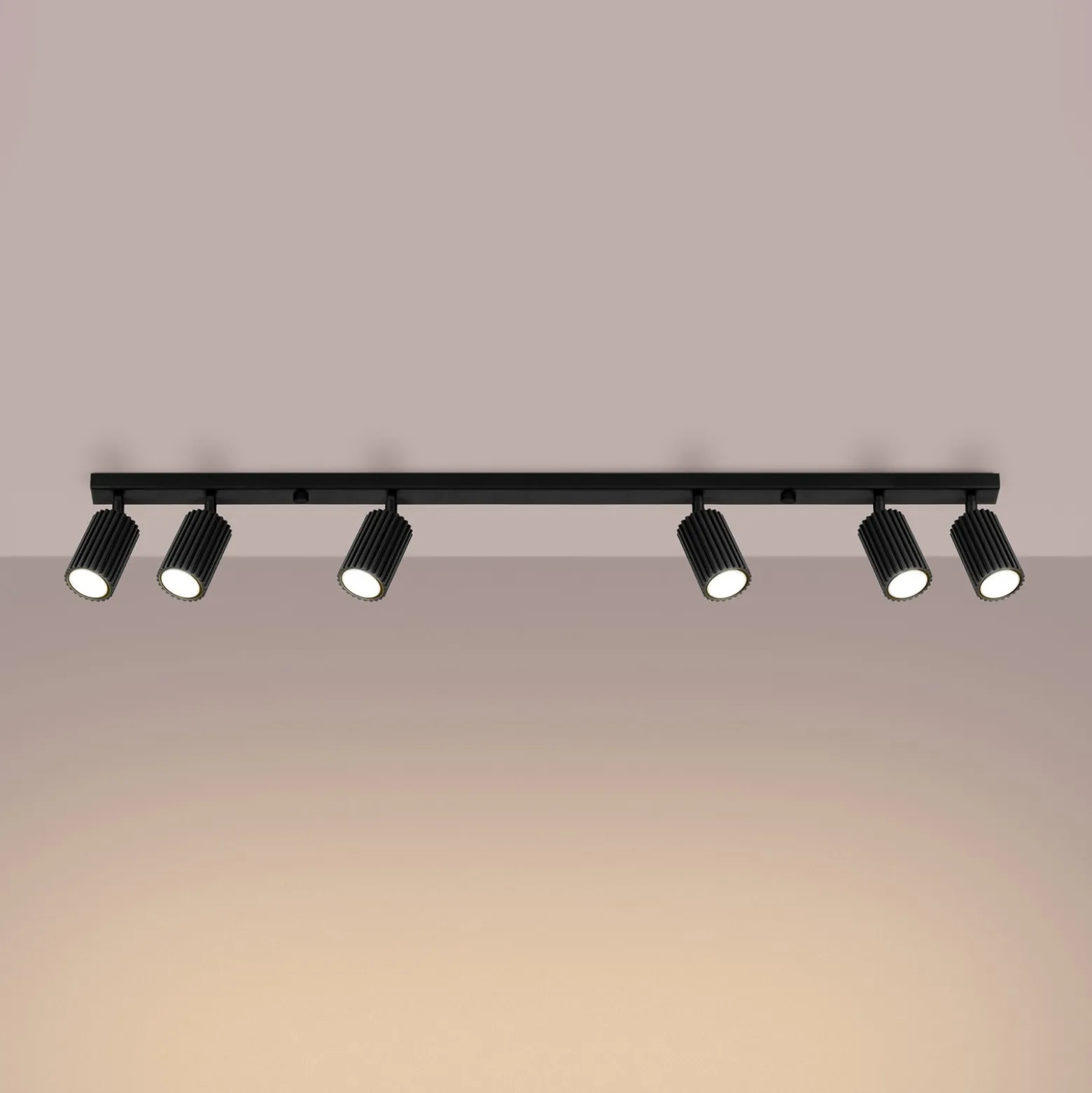 Deckenstrahler Karbon, schwarz, Länge 117 cm, Alu, 6-flg.