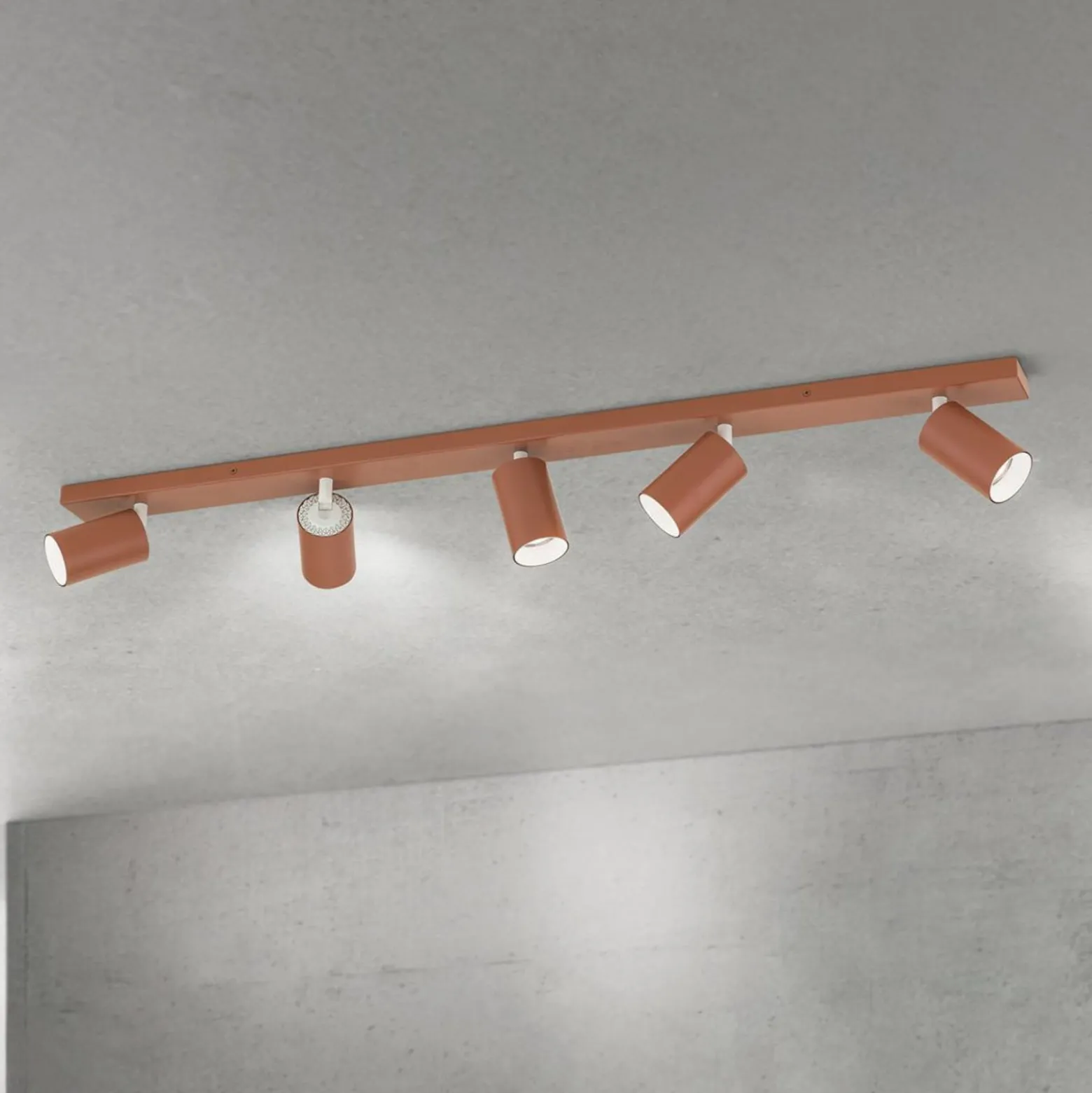 Deckenstrahler Sean, korallenrot, 5-flammig, Aluminium, GU10
