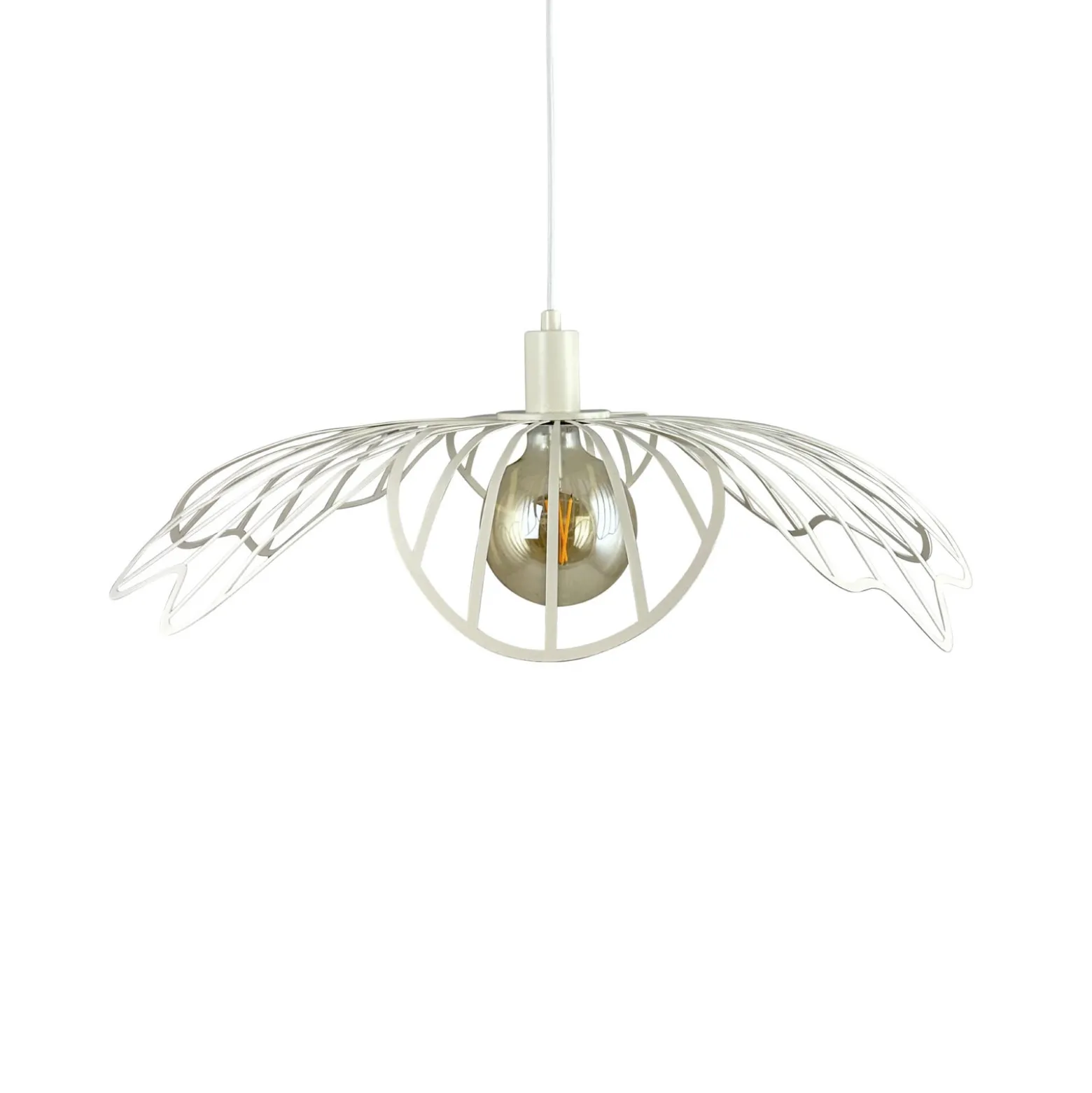Dyberg Larsen Hängelampe BLUMEN, perlweiß, Ø 60 cm, Metall