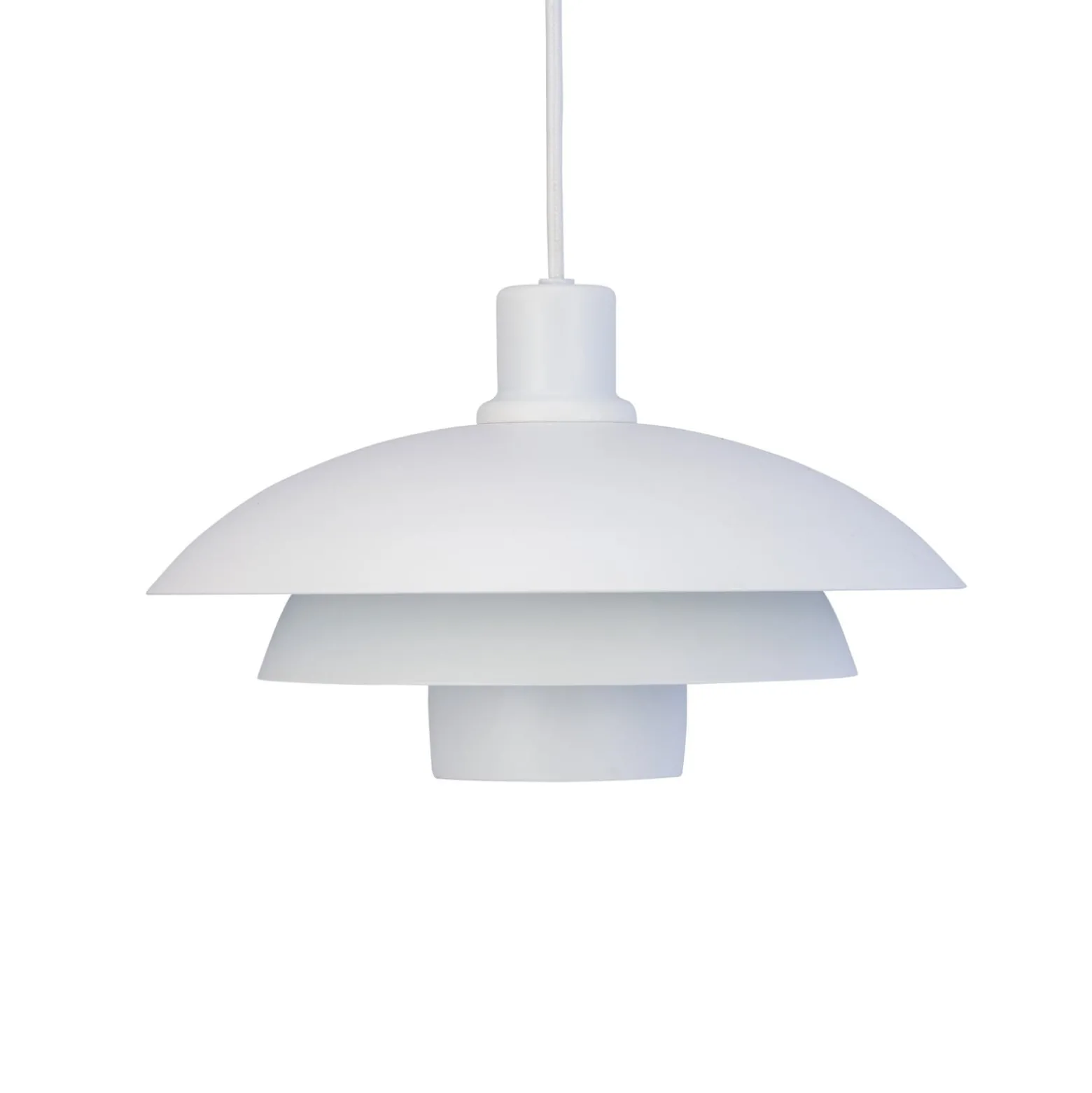 Dyberg Larsen Hängelampe Morph, weiß, Ø 30 cm, Metall