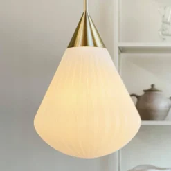 Dyberg Larsen Pendellampe Ballon, Ø 33 cm weiß/messingfarben