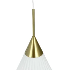 Dyberg Larsen Pendellampe Ballon, Ø 33 cm weiß/messingfarben