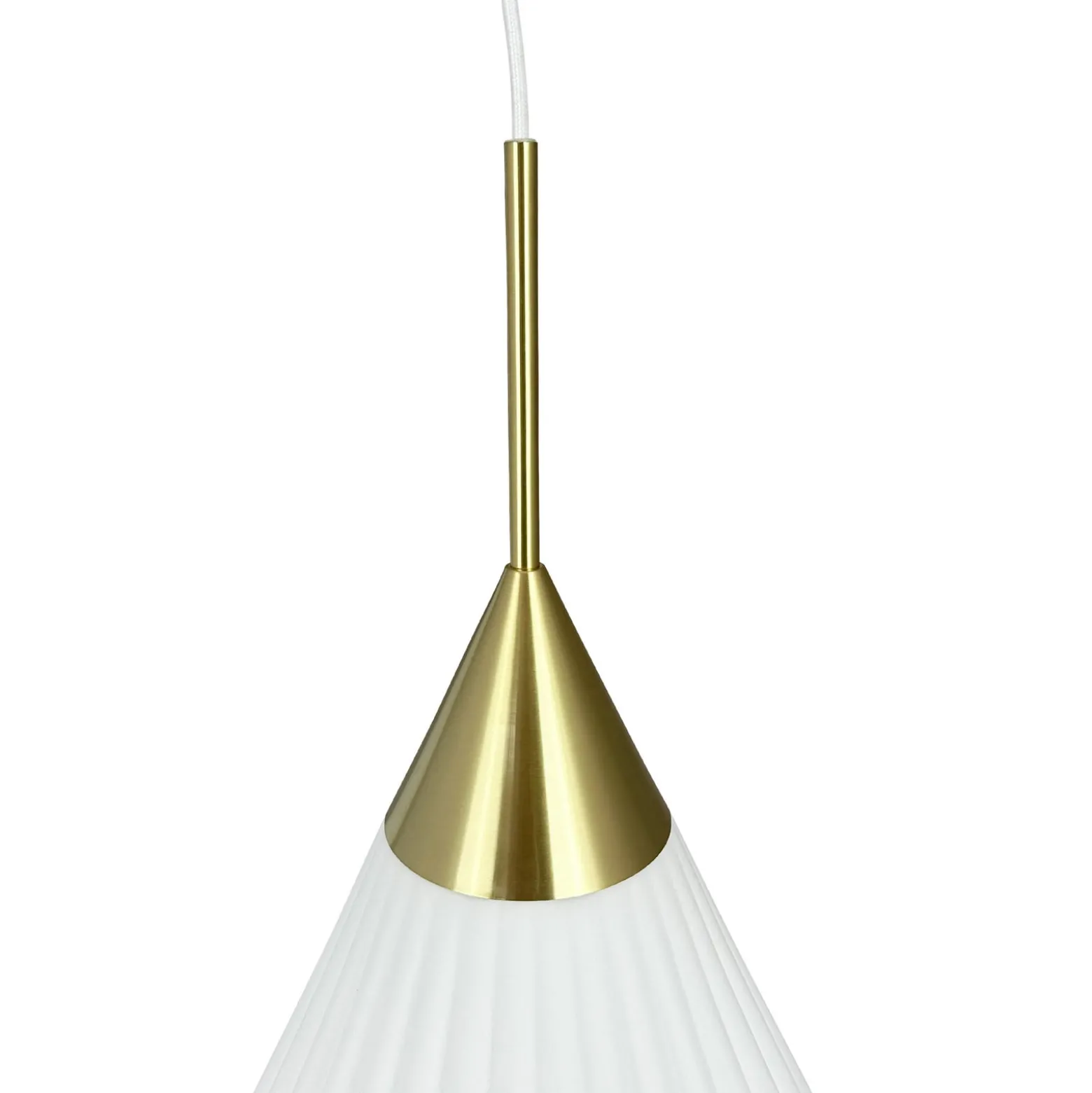 Dyberg Larsen Pendellampe Ballon, Ø 33 cm weiß/messingfarben