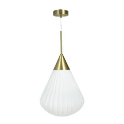 Dyberg Larsen Pendellampe Ballon, Ø 33 cm weiß/messingfarben